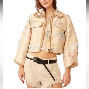 FREE PEOPLE Margot floral cropped jacket